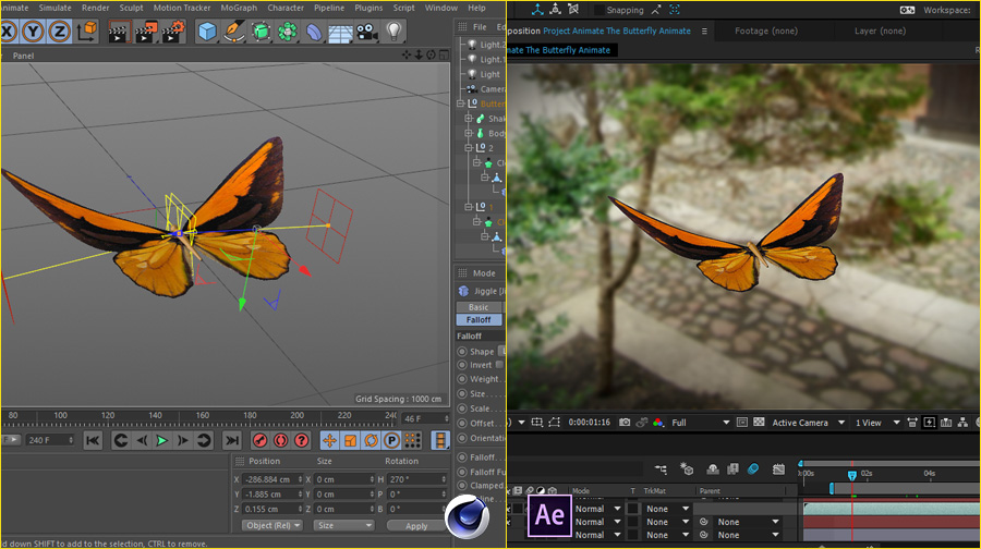 آموزش انیمیت پروانه و عقاب در Cinema 4d و افترافکت