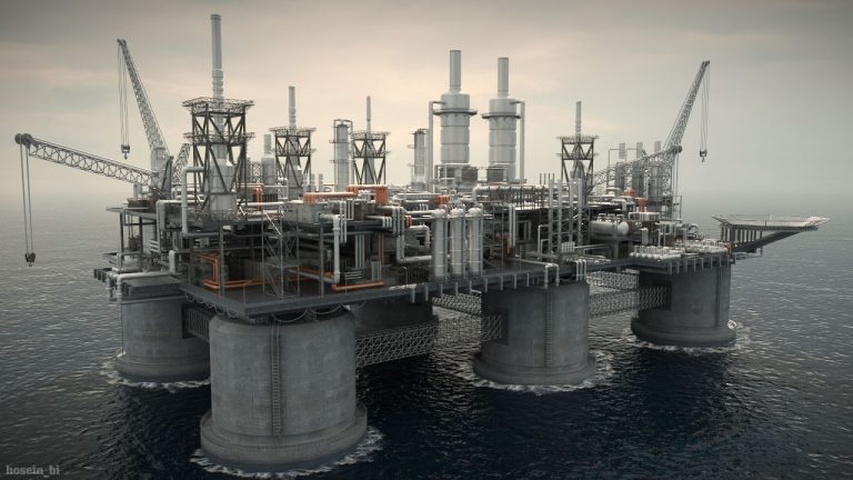 نمونه کار ساخت پالایشگاه یکی از شاگردان در Cinema 4d