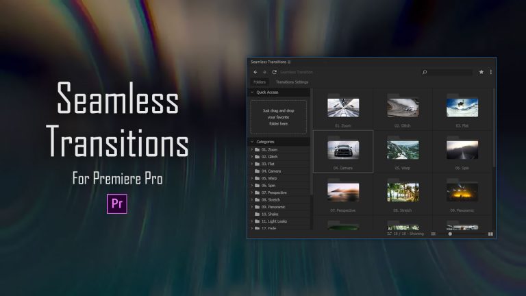 انبار ترانزیشن در پریمیر پرو با اسکریپت Seamless Transitions