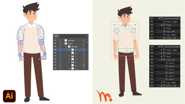 آموزش خروجی کاراکتر از illustrator برای نرم افزار Moho Pro